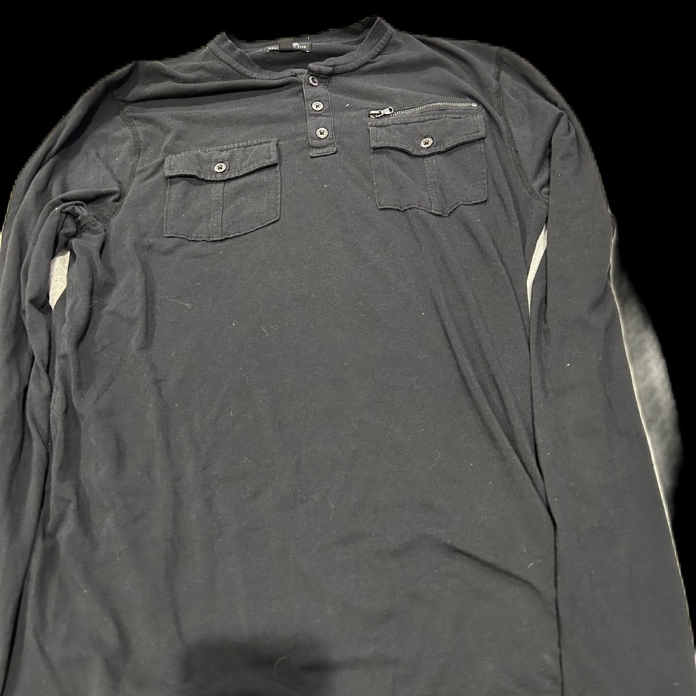 Black Long Length and sleeved Shirt with Zipper and Button pockets